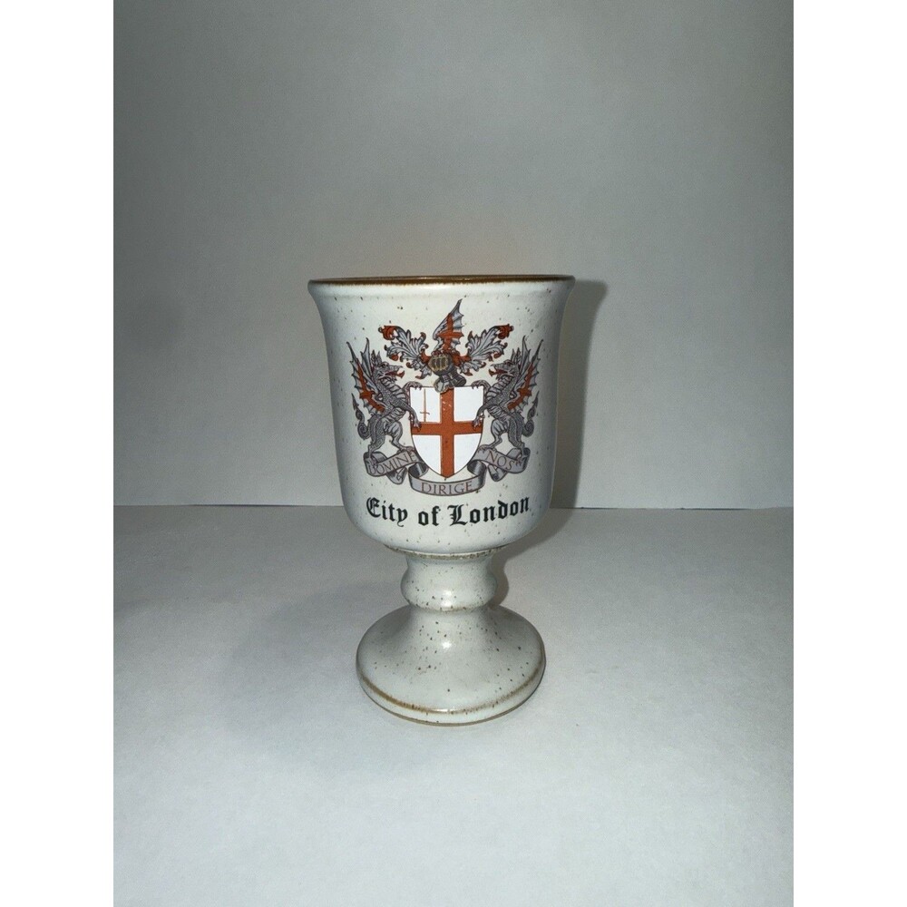 Vintage Grayshott Pottery England City of London Crest Goblet Chalice Stoneware
